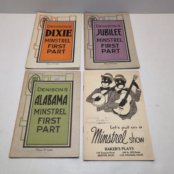Lot of 4 Minstrel Booklets Denisons Dixie Jubilee Alabama First Part 20s - Picture 1 of 16